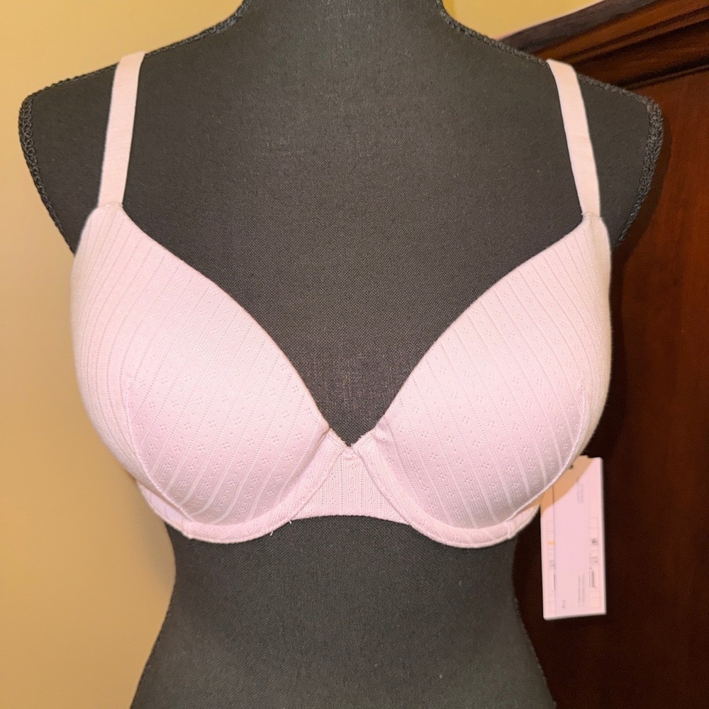 Wild Fable Lined Pointelle Bra Womens 34C Lilac Purple NEW Underwire Ribbed